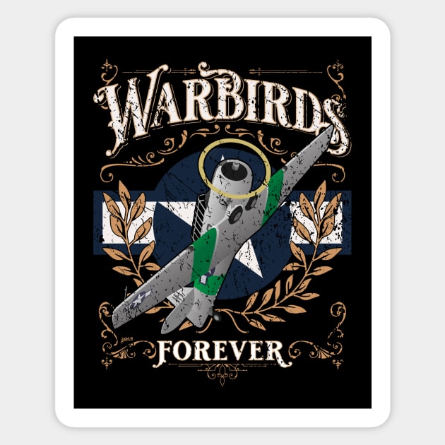 Vintage Warbirds Forever Classic WWII Aviation Nostalgia Sticker by hobrath